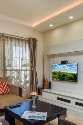 Experience the perfect blend of tradition and innovation of the living area with a stylish TV space